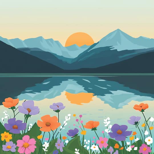 11" x 11" Summer Floral Mountain Canvas Painting Kit by Craft Smart®
